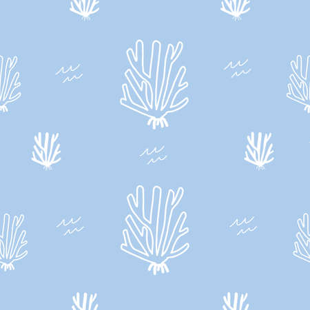 Baby Blue Coral Stock Water Ocean Seamless repeat vector patternのイラスト素材