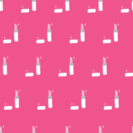 Seamless repeat vector pretty pink lipstick pattern for girls.のイラスト素材