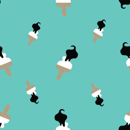 Seamless blue colorful SOFT SERVE dipped Ice cream cone pattern with chocolate. Light pink summer pattern.のイラスト素材