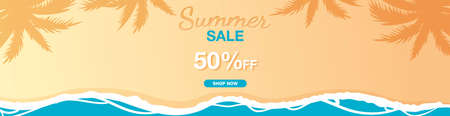 Summer sale banner with beach illustrationのイラスト素材