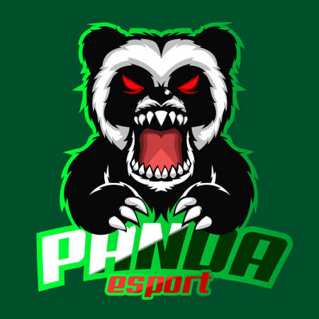 full color panda mascot logo templateのイラスト素材