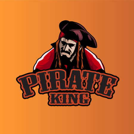 mascot king pirate logo full color templateのイラスト素材