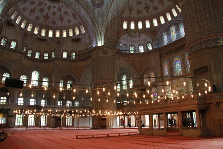 Inside Sultan Ahmet mosque in Istanbul, Turkeyのeditorial素材