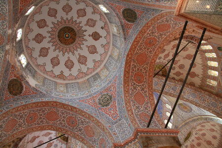 Beautiful mosaics inside Sultan Ahmet mosque, Istanbul, Turkeyのeditorial素材