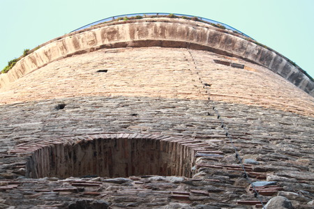 The medieval walls of Galata tower, Istanbul, Turkeyの写真素材