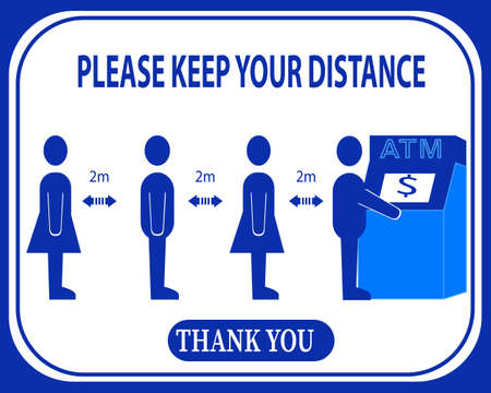 Please Keep Your Distance, sign  vector.social distancing ,signpost or banner in atm