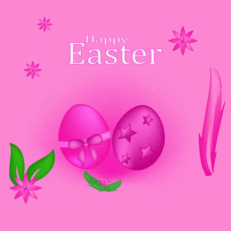 Happy Easter. Easter background home, congratulations. greeting cards with egg and leaf,.full colorのイラスト素材