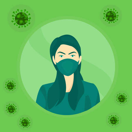 Woman wearing protective mask for prevent virus,vector illustration,Coronavirus COVID-19 protectionのイラスト素材