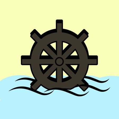 Vector illustration of alternative technology. Colorful Illustration concept of water wheel.のイラスト素材