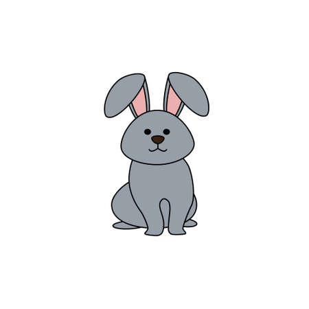 Vector of a grey rabbit in white background. Vector Illustration of animal.のイラスト素材
