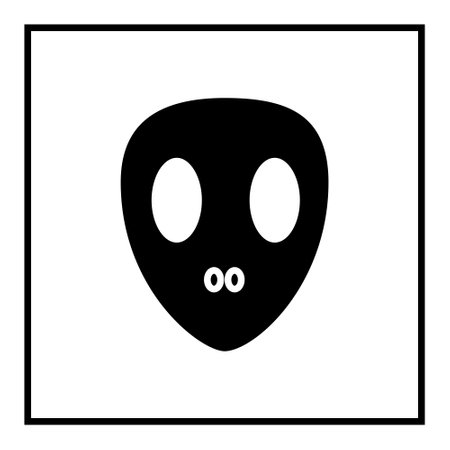 Alien head design in glyph style on white background. Mythical creature theme on white background.のイラスト素材