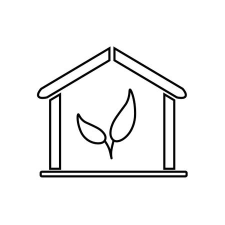 Green house icon on white background. Alternative technology theme icon.のイラスト素材