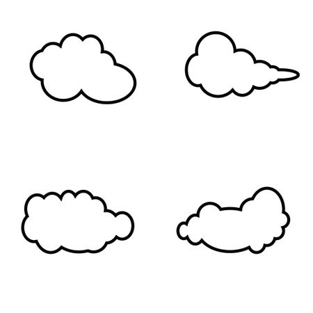 White cloud icon set on white background. Nature theme icon.のイラスト素材