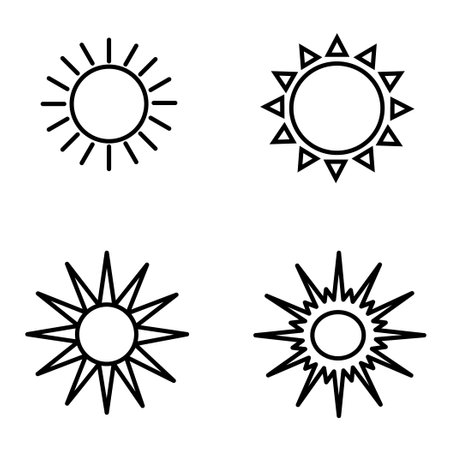 Sun icon set on white background. Nature theme icon.のイラスト素材