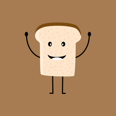 Bread cartoon illustration on brown background. Cake theme cartoon.のイラスト素材
