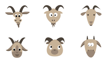 Goat head illustration set on white background. Animal theme illustration.のイラスト素材