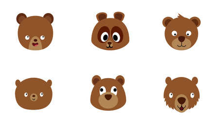 Bear head illustration set on white background. Wild animal theme illustration.のイラスト素材