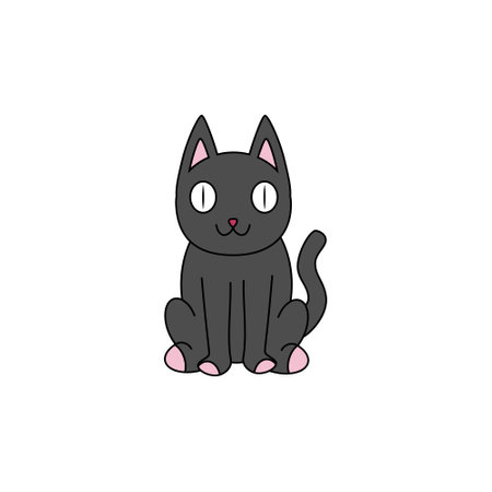 Cute cat cartoon illustration on white background. Pet themed illustration.のイラスト素材