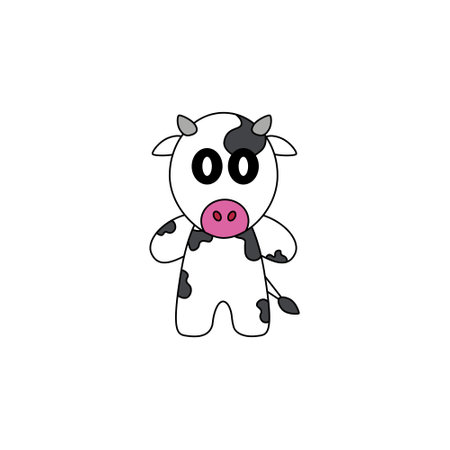 Cute cow cartoon illustration on white background. Farm animals theme illustration.のイラスト素材