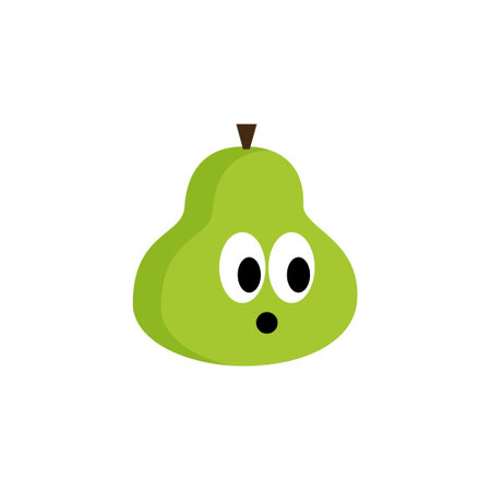 Cute pear cartoon illustration on white background. Fruit theme illustration.のイラスト素材