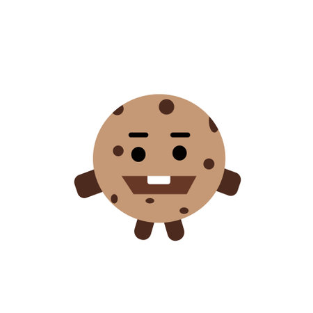 Cartoon chocolate chip cookies. Flat cartoon illustration isolated on white background.のイラスト素材