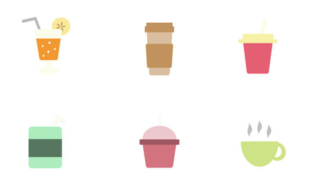 Beverage or drink vector set drawing on white background.のイラスト素材
