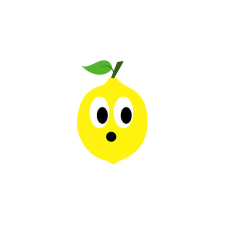 Cute lemon cartoon illustration on white background. Fruit theme cartoon illustration.のイラスト素材