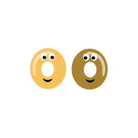 Cartoon illustration of two cute donuts on a white background. Food themed cartoon illustration.のイラスト素材