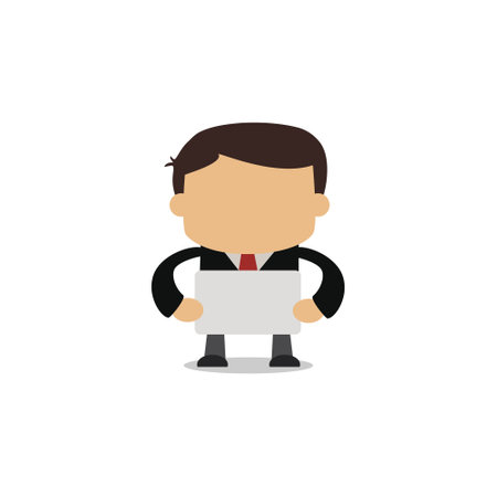 Manager holding blank banner. Vector illustration of business.のイラスト素材