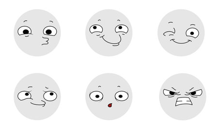 Set of emoticon icons. Vector emoticon set on white background.のイラスト素材