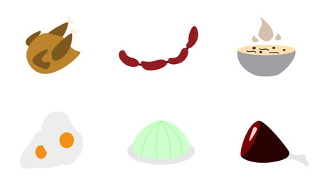 Collection of various food. Food set on white background.のイラスト素材