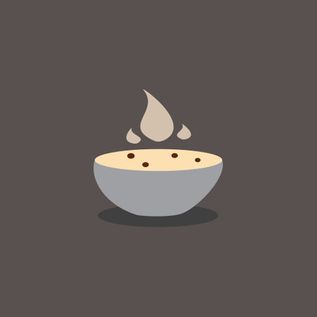 Hot soup vector on dark background. Food theme vector.のイラスト素材