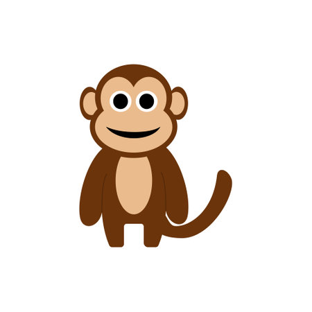 Vector cute monkey on white background. Wild animal theme vector.のイラスト素材
