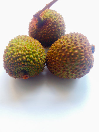 Lychee fruit isolated on white background. Delicious and sweet fruit.の写真素材