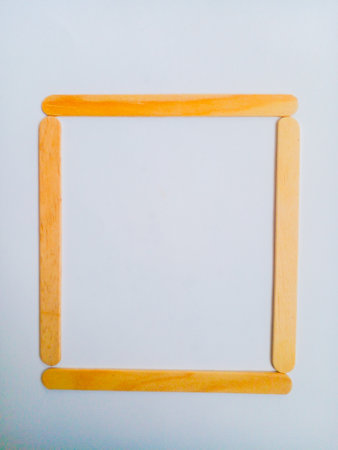 Ice cream sticks on white background. Wooden ice cream sticks.の写真素材
