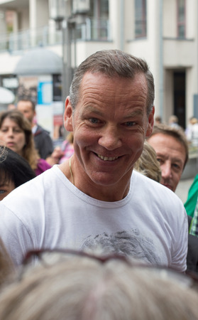 ASCHAFFENBURG, GERMANY ? SEPTEMBER, 2014: German former boxing champion Henry Maske at a autograph session for fans on September 20, 2014 in Aschaffenburg, Germanyのeditorial素材