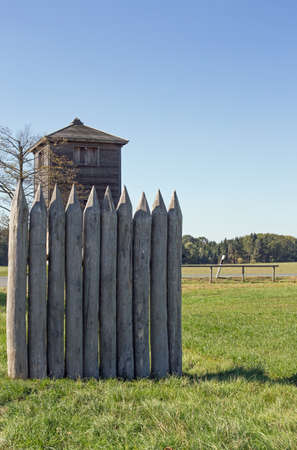 Reconstructed Limes watch tower at Vielbrunn Odenwald, Hesse, Germany