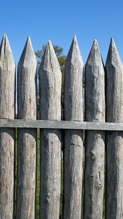 Reconstructed Limes palisade at Vielbrunn Odenwald, Hesse, Germanyの写真素材