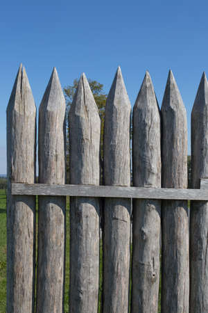 Reconstructed Limes palisade at Vielbrunn Odenwald, Hesse, Germanyの写真素材