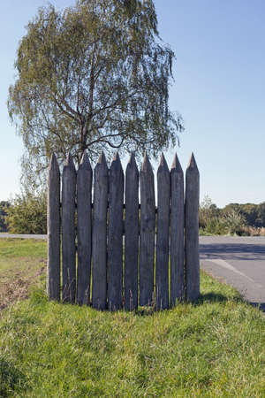 Reconstructed Limes palisade at Vielbrunn Odenwald, Hesse, Germanyの写真素材