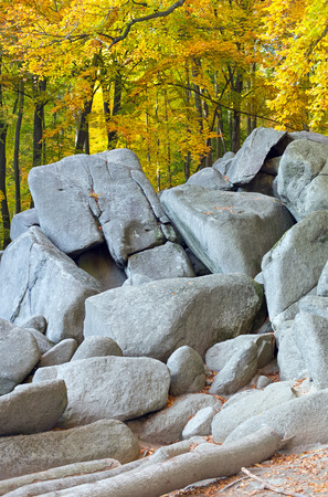 Felsenmeer, tourist attraction in Odenwald, Hesse, Germanyの写真素材