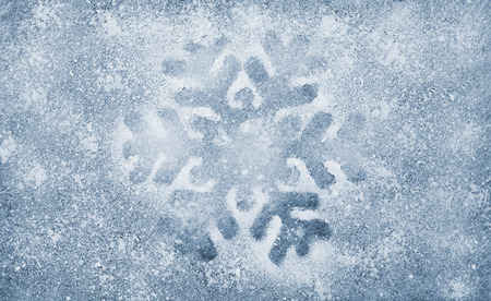 Snowflake, grey fiber fabric and blue glitter film, backgroundの写真素材