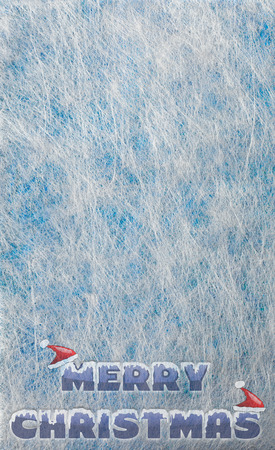 Grey fiber fabric and blue glitter film and the words Merry Christmas, backgroundの写真素材