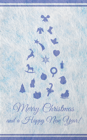 Abstract christmas tree with various christmas motifs, christmas cardの写真素材