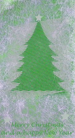 Abstract christmas tree and the words Merry Christmas and a Happy New Year, christmas cardの写真素材