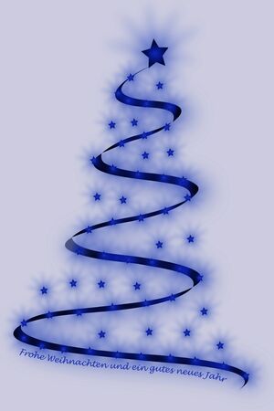 Abstract modern christmas tree and the german words for Merry Christmas and a happy new year, christmas cardの写真素材