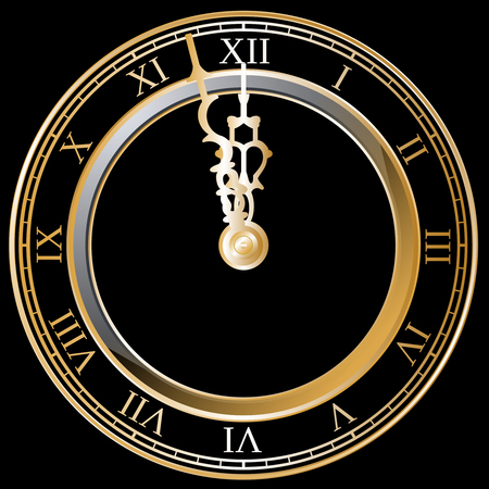 New Year Clock, black backgroundの写真素材