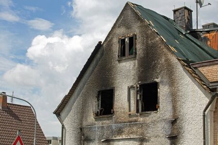 House after a fireの写真素材