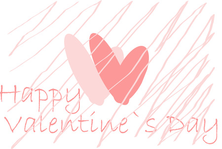 Two hearts and text Happy Valentine`s Dayの写真素材