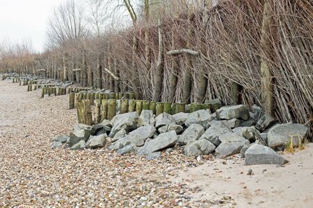 Flood protection at the shore of the rhineの写真素材